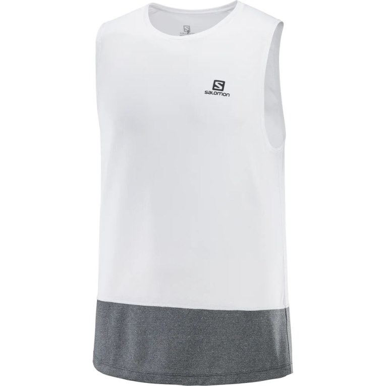 White / Grey Salomon Cross Run Men's Tanks | IE XE1943